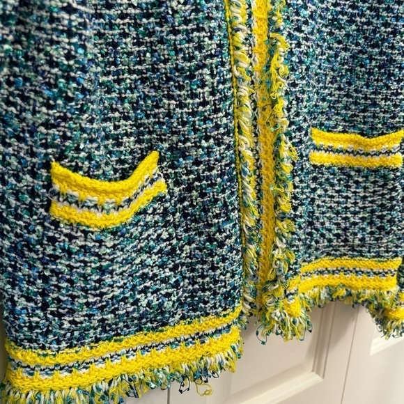 Missoni Tweed Fringe Blue Jacket Cardigan Sweater Size 48 Large 12 - Picture 9 of 15